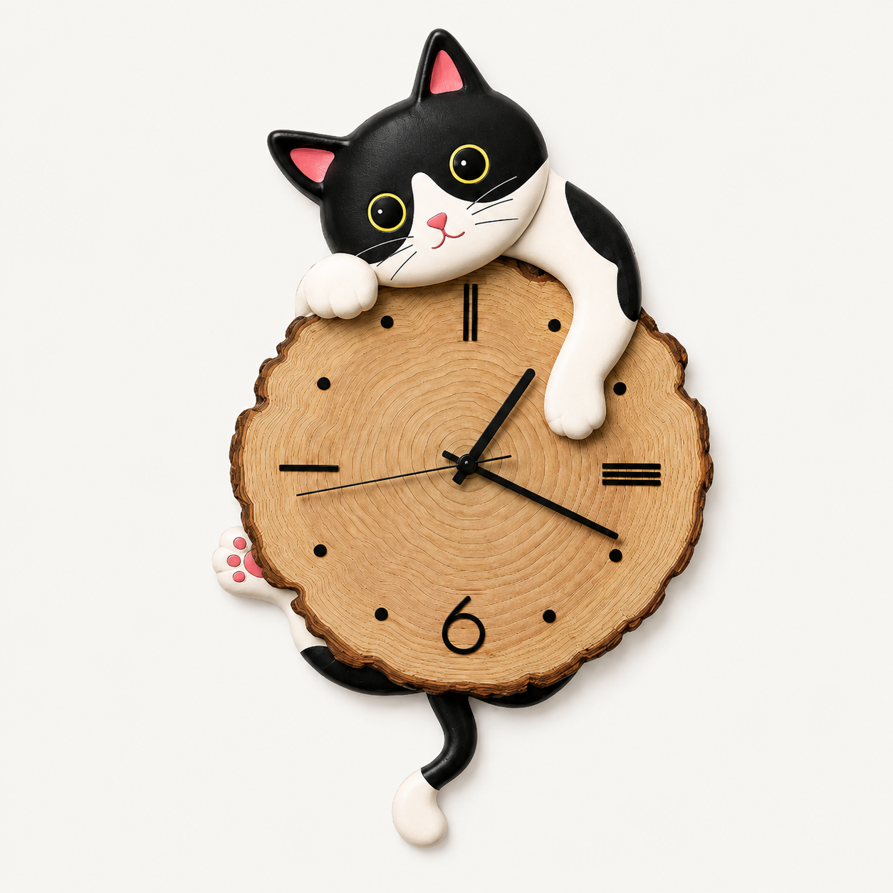 Horloge Murale Chat Wood