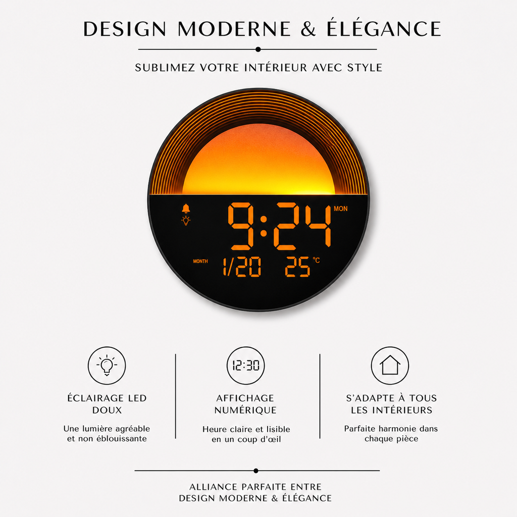 Horloge Murale Sunset LED