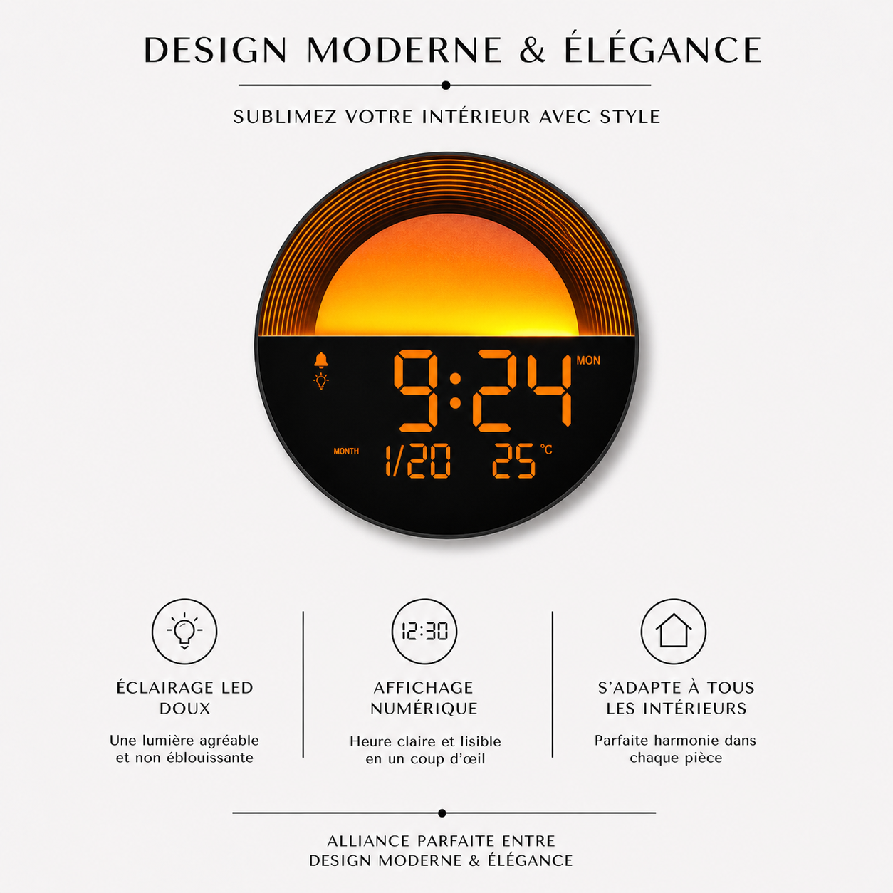 Horloge Murale Sunset LED