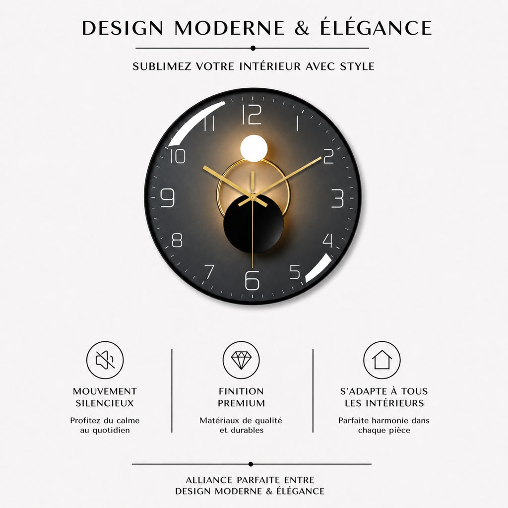 Horloge Murale Eclipse Lumière
