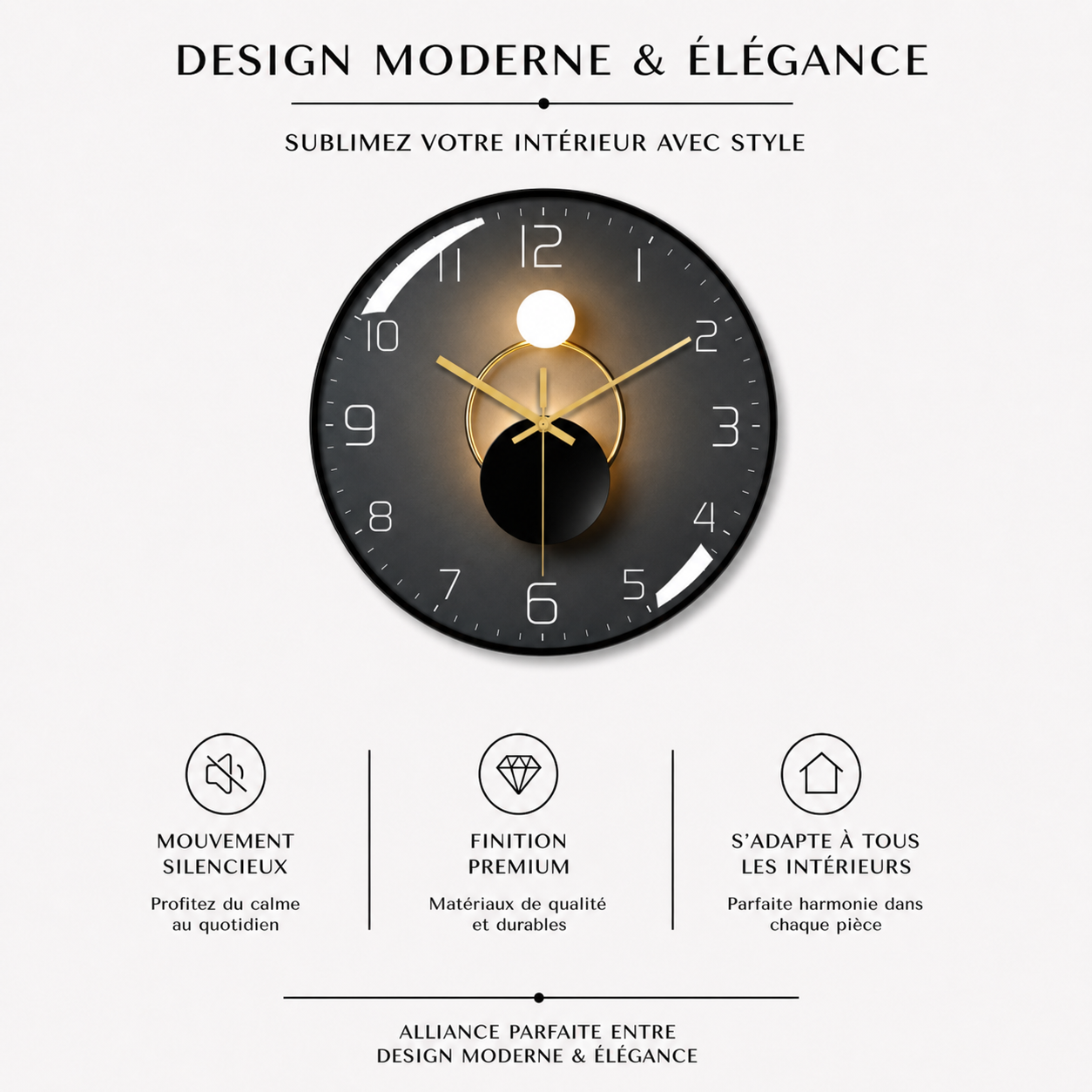 Horloge Murale Eclipse Lumière