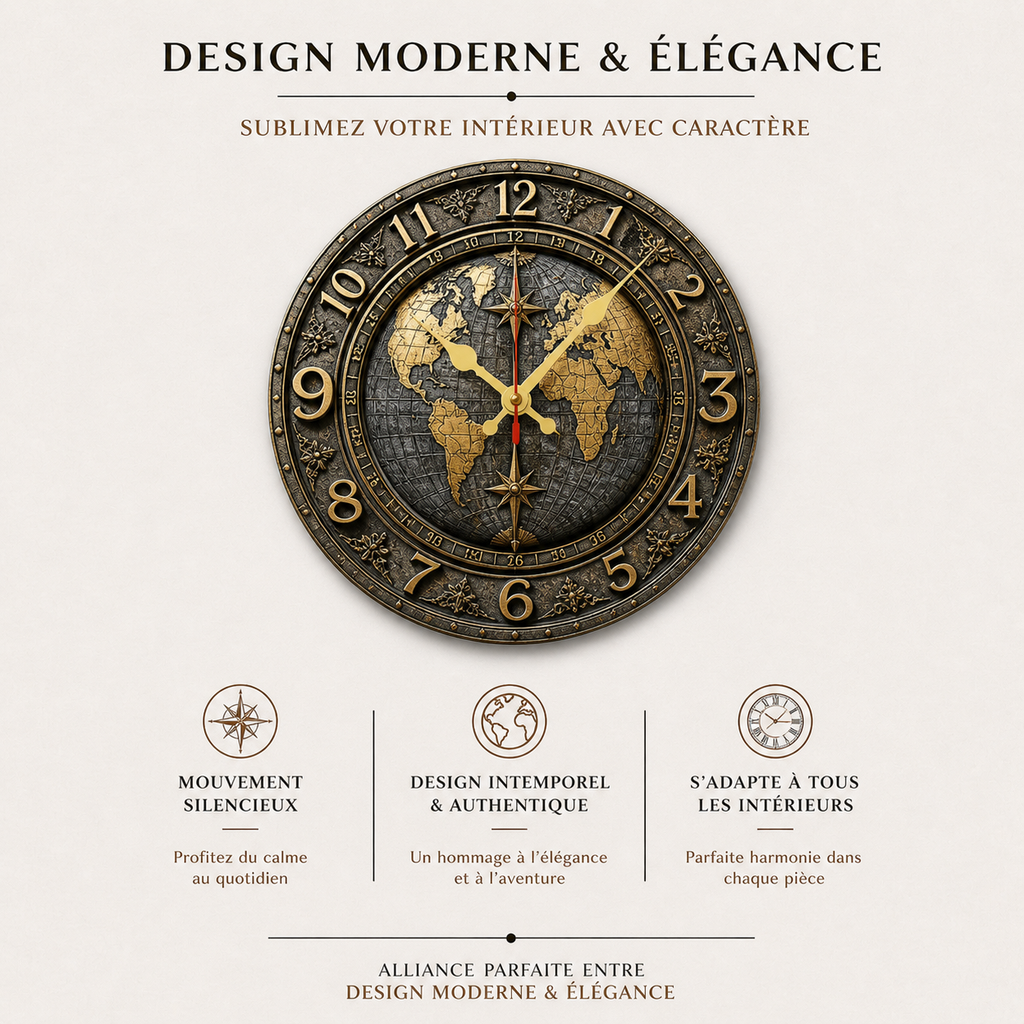 Horloge Murale Globe Héritage