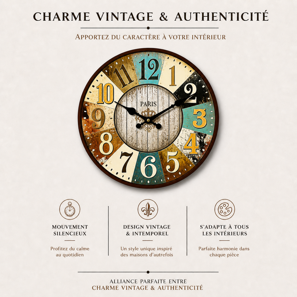Horloge Murale Paris Vintage