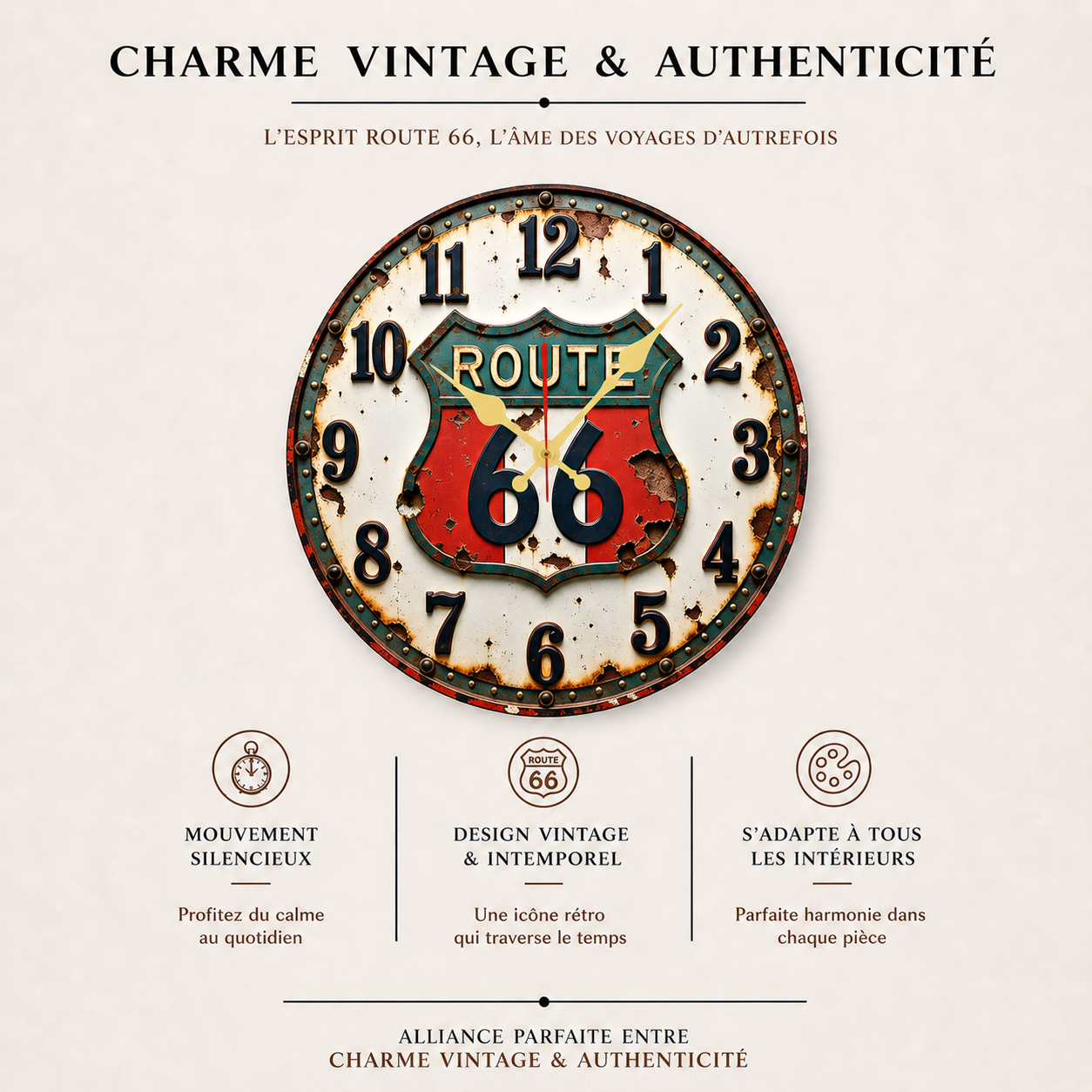 Horloge Murale Route Vintage