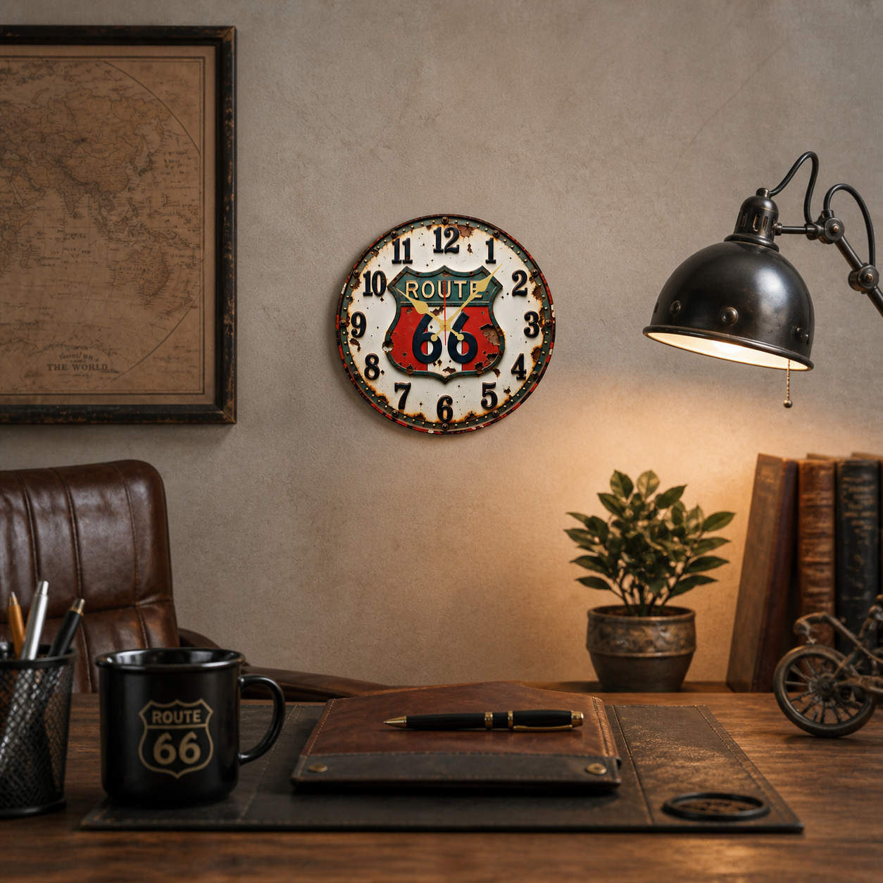Horloge Murale Route Vintage