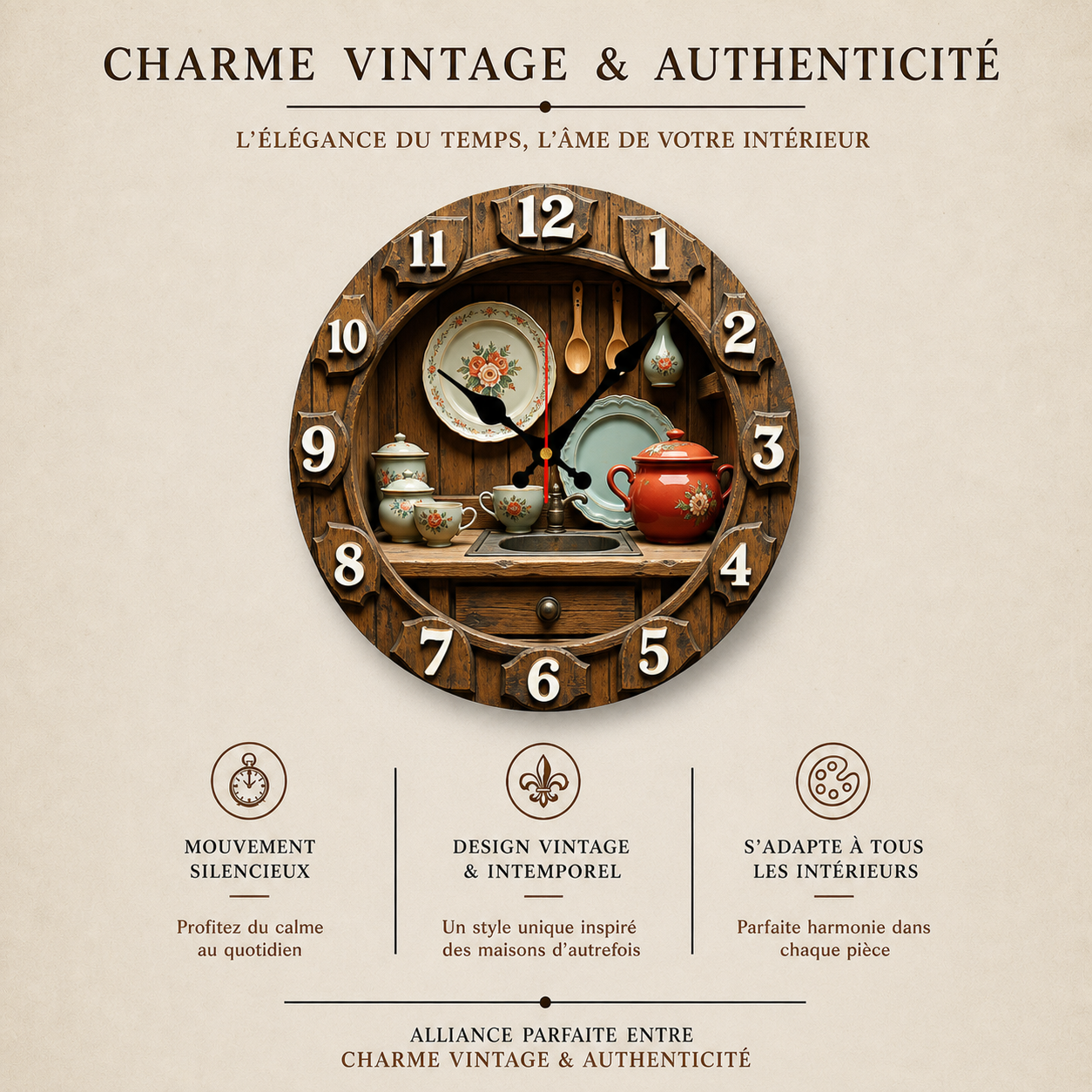 Horloge Murale Cuisine Vintage