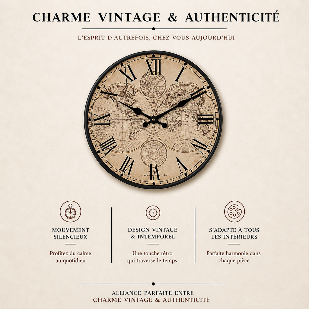 Horloge Murale Atlas Vintage
