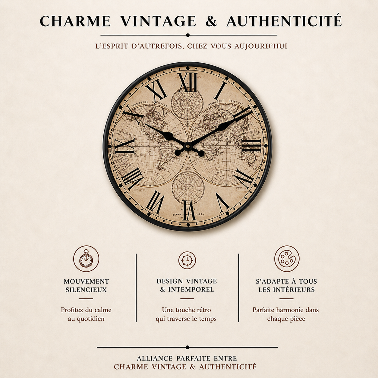 Horloge Murale Atlas Vintage