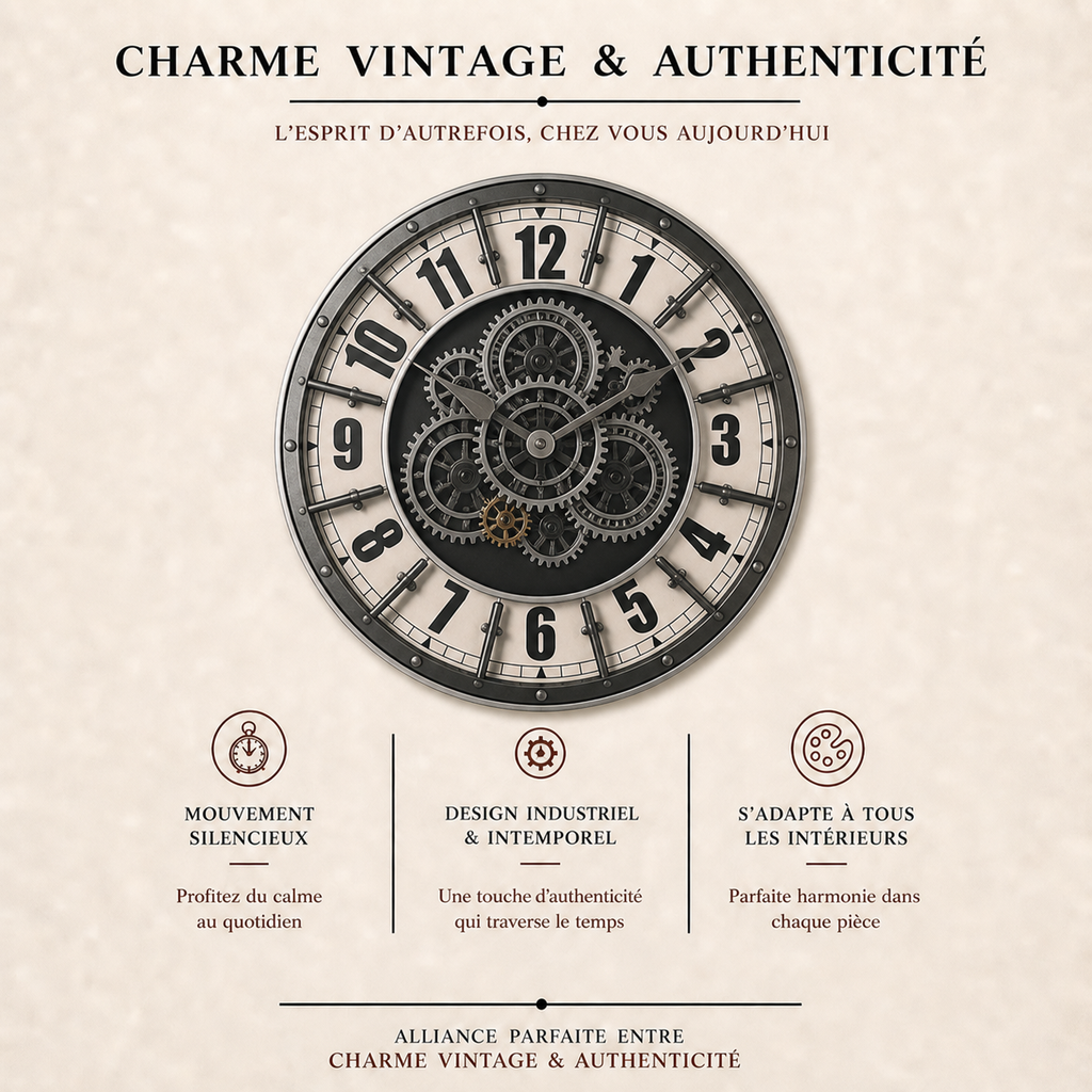 Horloge Murale Industrial Gear Prestige