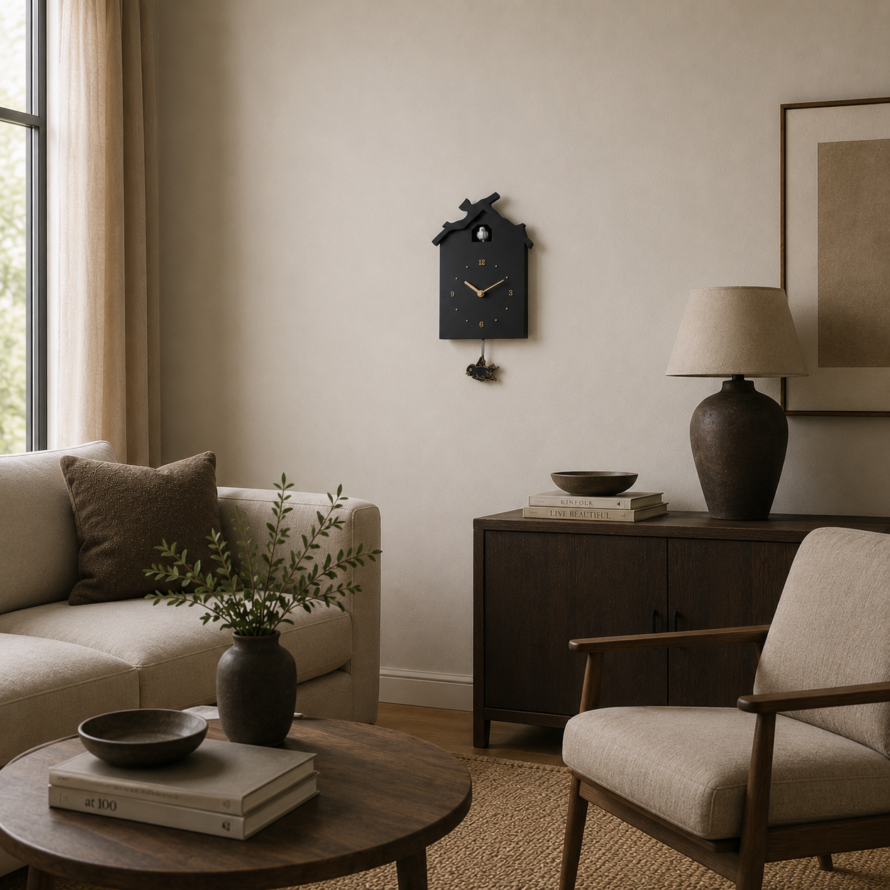 Horloge Coucou Moderne Noire