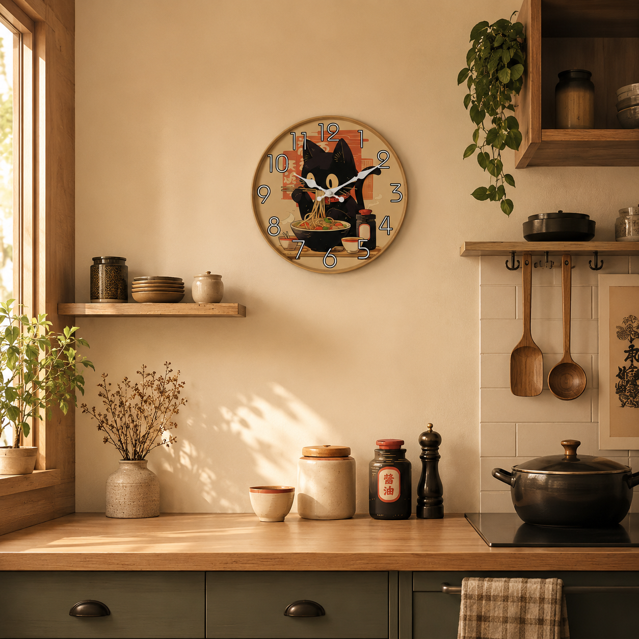 Horloge Murale Neko Ramen