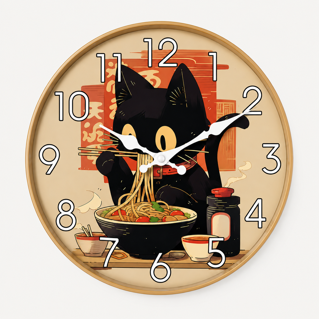 Horloge Murale Neko Ramen