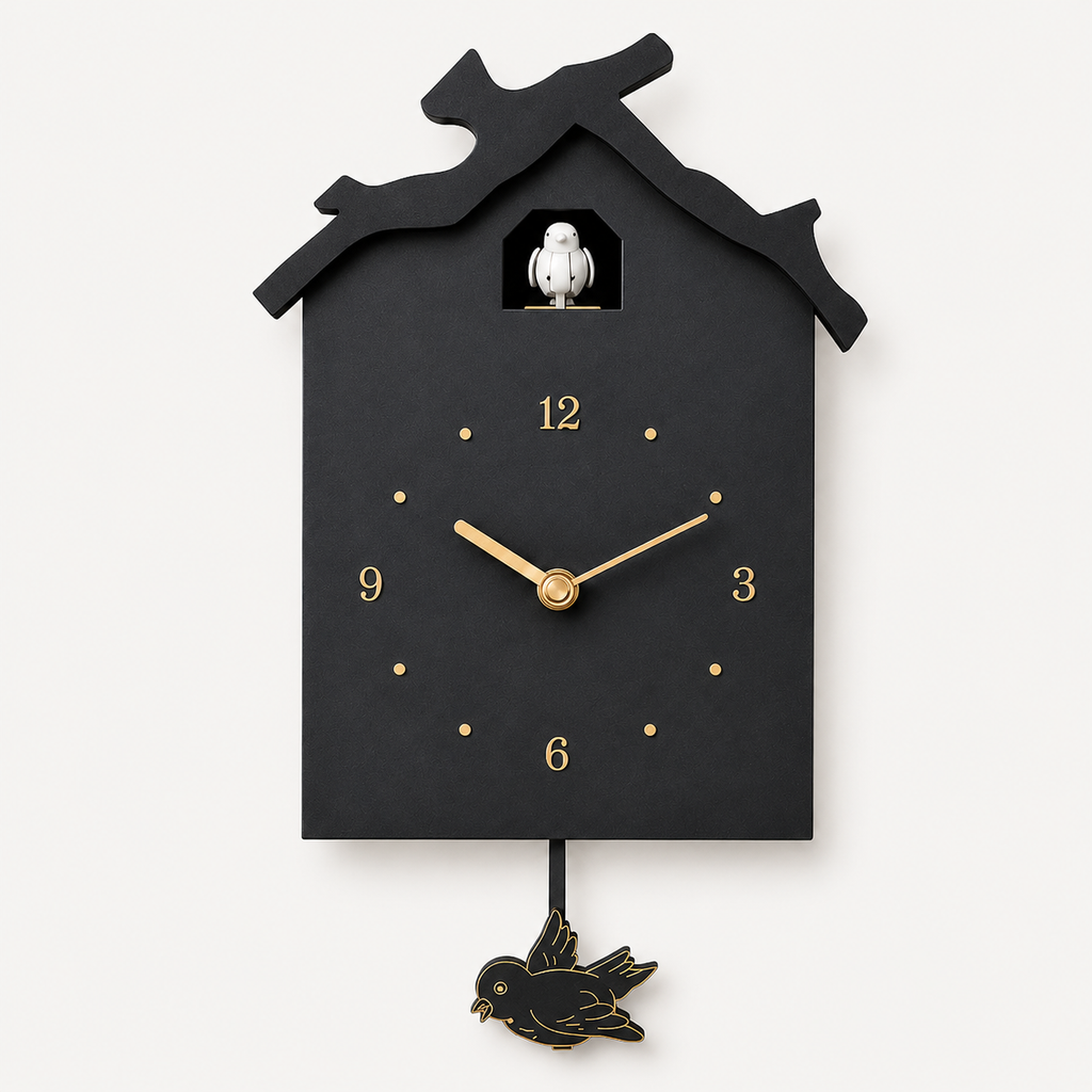 Horloge Coucou Moderne Noire